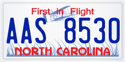 NC license plate AAS8530