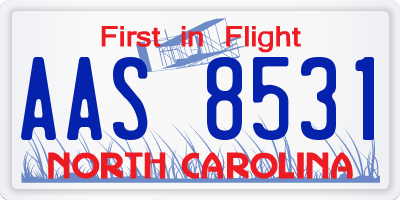 NC license plate AAS8531