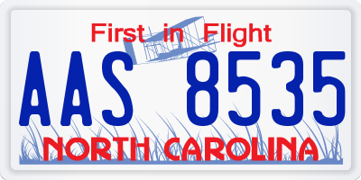 NC license plate AAS8535