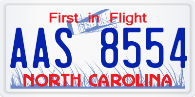 NC license plate AAS8554