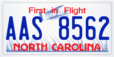 NC license plate AAS8562