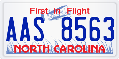 NC license plate AAS8563