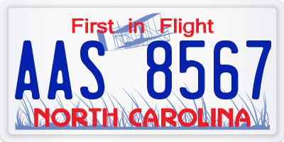 NC license plate AAS8567
