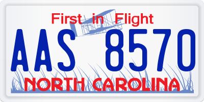 NC license plate AAS8570