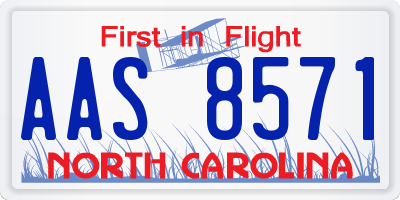 NC license plate AAS8571