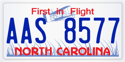 NC license plate AAS8577