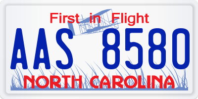 NC license plate AAS8580