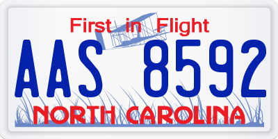NC license plate AAS8592