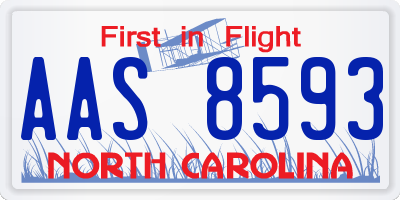NC license plate AAS8593