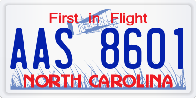 NC license plate AAS8601