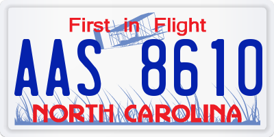 NC license plate AAS8610
