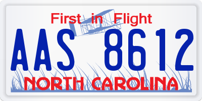 NC license plate AAS8612