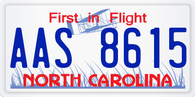 NC license plate AAS8615