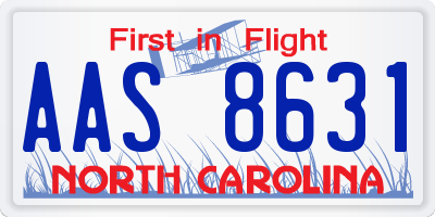 NC license plate AAS8631