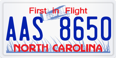 NC license plate AAS8650