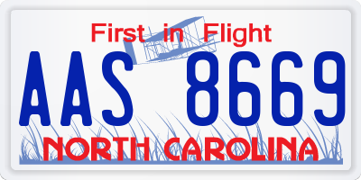 NC license plate AAS8669
