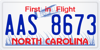 NC license plate AAS8673
