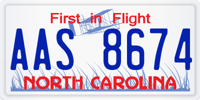 NC license plate AAS8674