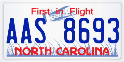 NC license plate AAS8693