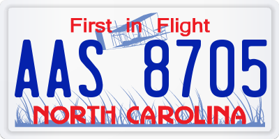NC license plate AAS8705
