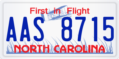 NC license plate AAS8715