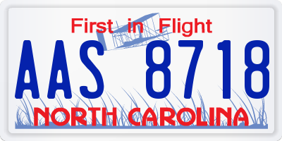 NC license plate AAS8718