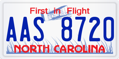 NC license plate AAS8720