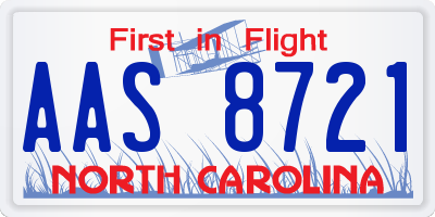 NC license plate AAS8721