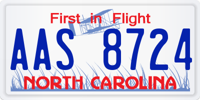 NC license plate AAS8724