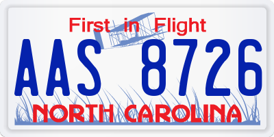 NC license plate AAS8726