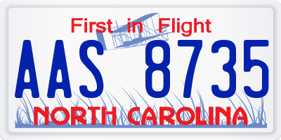 NC license plate AAS8735