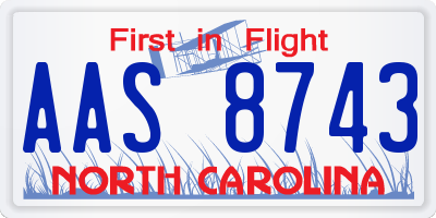 NC license plate AAS8743