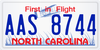 NC license plate AAS8744