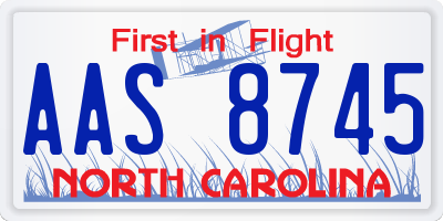 NC license plate AAS8745