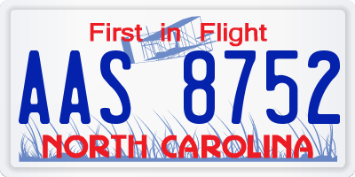 NC license plate AAS8752