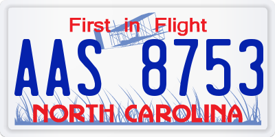 NC license plate AAS8753