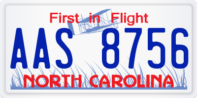 NC license plate AAS8756