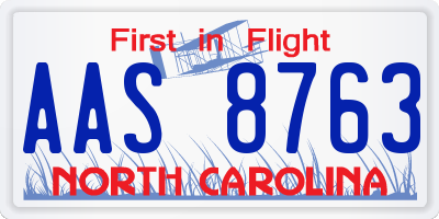 NC license plate AAS8763