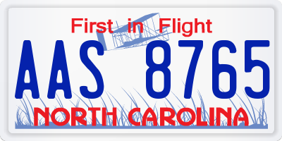 NC license plate AAS8765