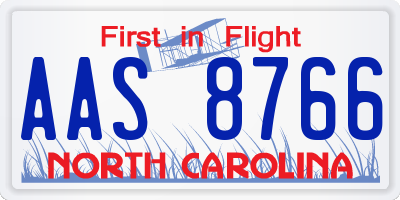NC license plate AAS8766