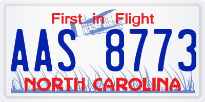 NC license plate AAS8773