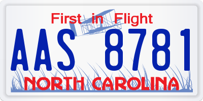 NC license plate AAS8781
