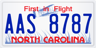 NC license plate AAS8787