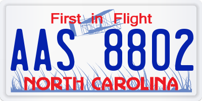 NC license plate AAS8802