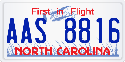NC license plate AAS8816
