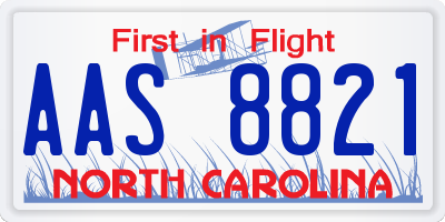 NC license plate AAS8821