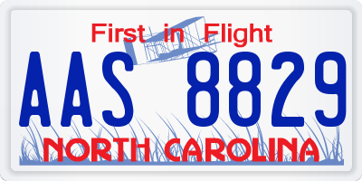 NC license plate AAS8829