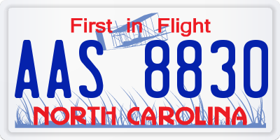 NC license plate AAS8830