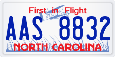 NC license plate AAS8832