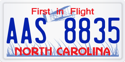 NC license plate AAS8835